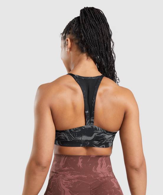 schwarzer Druck Kleidung Gymshark Frauen GS Power Sport-BH 04P8199
