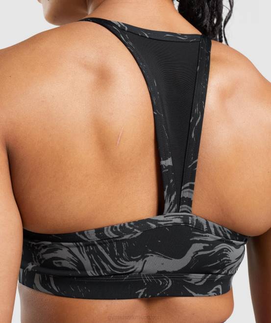schwarzer Druck Kleidung Gymshark Frauen GS Power Sport-BH 04P8199