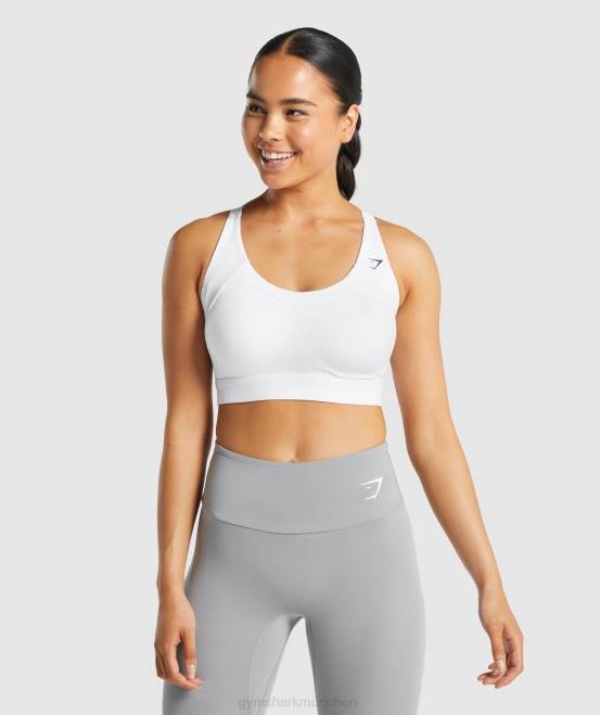 weiß (ausverkauft) Kleidung Gymshark Frauen Sport-BH mit Racerback 04P8233