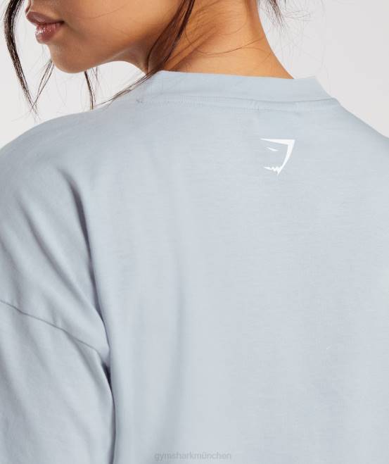 Flusssteingrau Kleidung Gymshark Frauen Besticktes, grafisches Midi-T-Shirt 04P8486