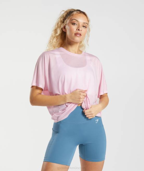 Kreiderosa Kleidung Gymshark Frauen superweiches T-Shirt 04P8425