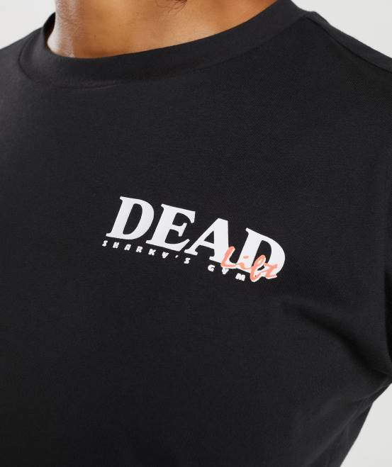 Schwarz Kleidung Gymshark Frauen Dead Lift Midi-T-Shirt 04P8413