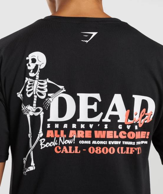 Schwarz Kleidung Gymshark Frauen Dead Lift Midi-T-Shirt 04P8413