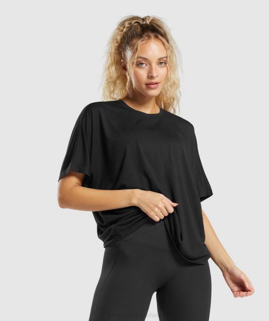 Schwarz Kleidung Gymshark Frauen superweiches T-Shirt 04P8418