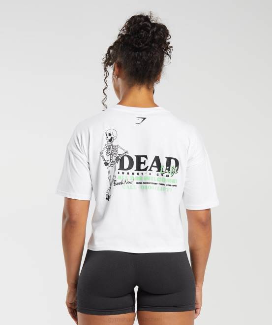 Weiß Kleidung Gymshark Frauen Dead Lift Midi-T-Shirt 04P8426