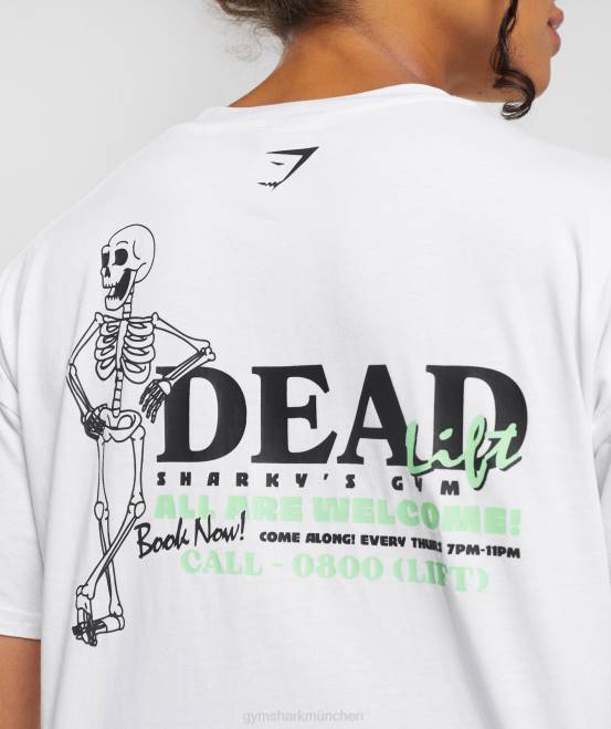 Weiß Kleidung Gymshark Frauen Dead Lift Midi-T-Shirt 04P8426