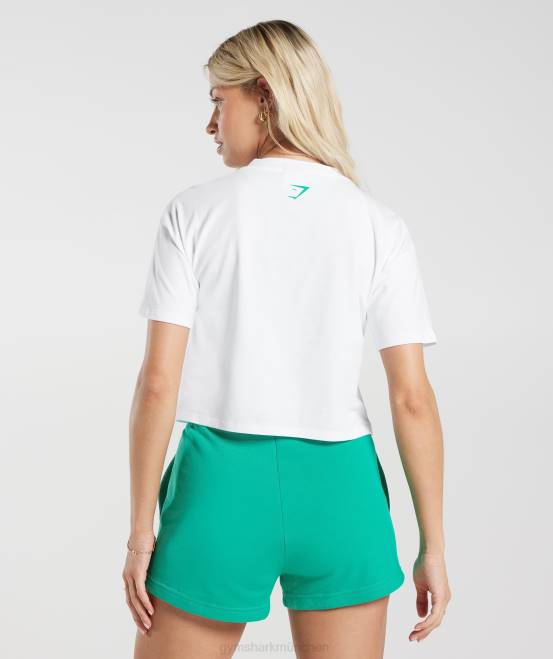Weiß Kleidung Gymshark Frauen Kräftiges pfirsichfarbenes Midi-Top 04P8428