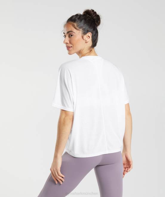 Weiß Kleidung Gymshark Frauen superweiches T-Shirt 04P8437