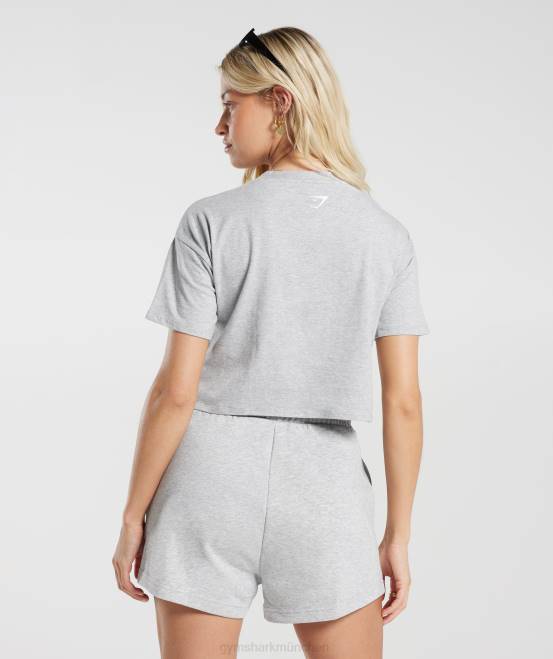 hellgrau meliert Kleidung Gymshark Frauen Kräftiges pfirsichfarbenes Midi-Top 04P8427