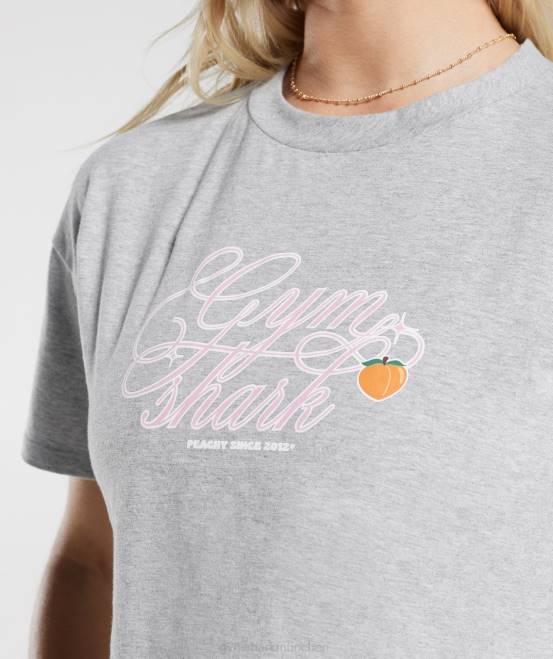 hellgrau meliert Kleidung Gymshark Frauen Kräftiges pfirsichfarbenes Midi-Top 04P8427