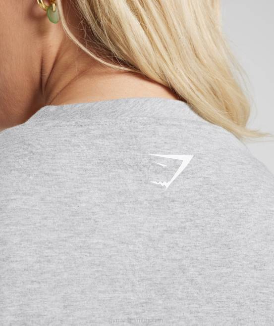 hellgrau meliert Kleidung Gymshark Frauen Kräftiges pfirsichfarbenes Midi-Top 04P8427