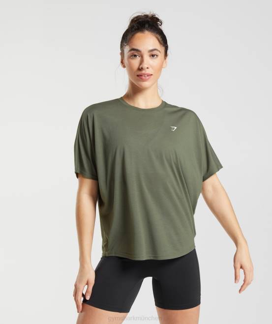 staubiges Oliv Kleidung Gymshark Frauen superweiches T-Shirt 04P8489