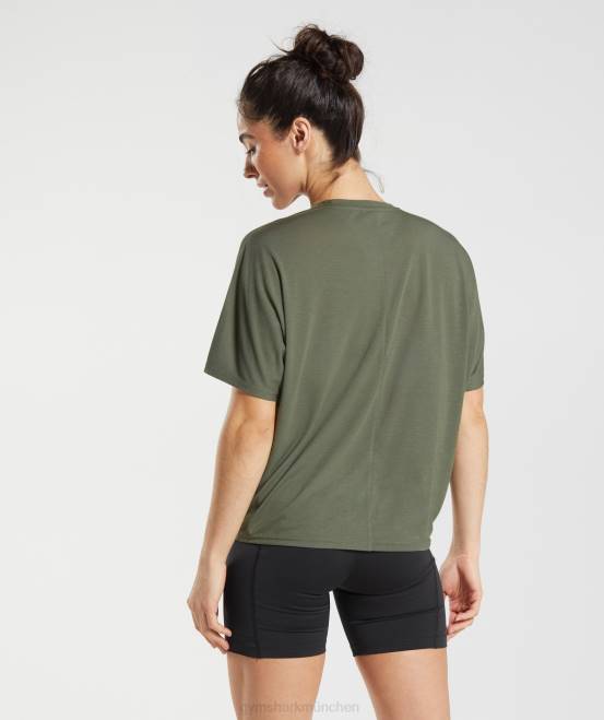 staubiges Oliv Kleidung Gymshark Frauen superweiches T-Shirt 04P8489