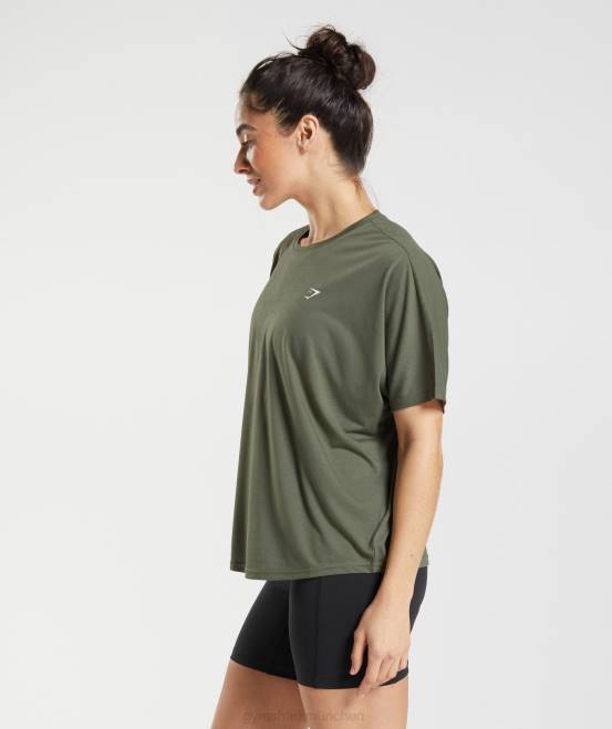 staubiges Oliv Kleidung Gymshark Frauen superweiches T-Shirt 04P8489