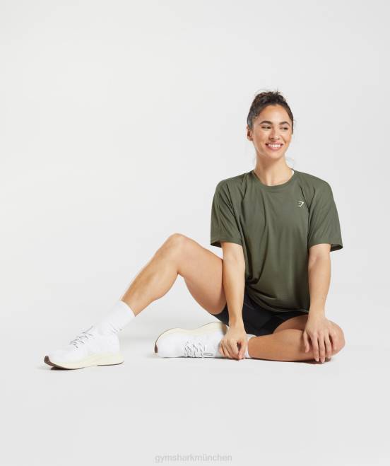 staubiges Oliv Kleidung Gymshark Frauen superweiches T-Shirt 04P8489