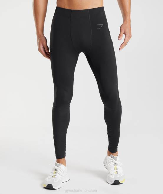 Schwarz Kleidung Gymshark Männer Kontroll-Baselayer-Leggings 04P81029
