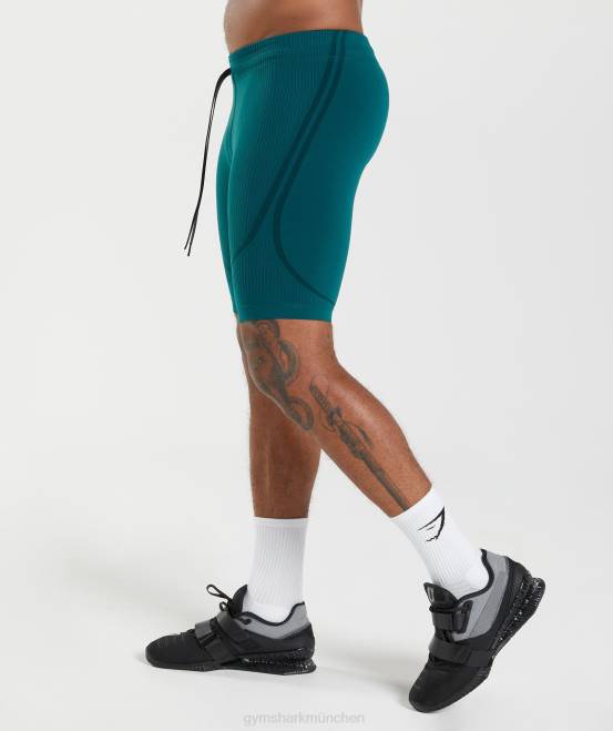 Winterblaugrün/Schwarz Kleidung Gymshark Männer 315 nahtlose 1/2-Shorts 04P81038