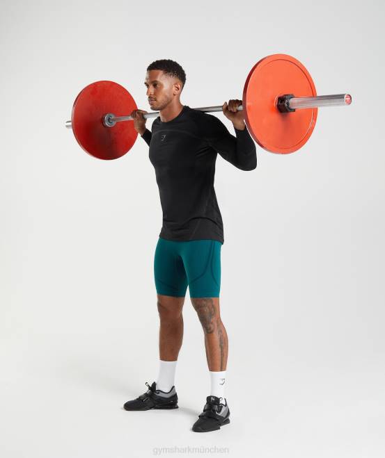 Winterblaugrün/Schwarz Kleidung Gymshark Männer 315 nahtlose 1/2-Shorts 04P81038