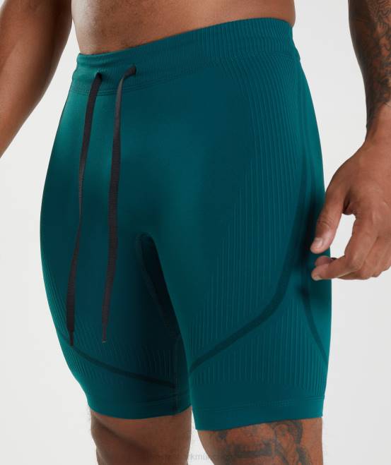Winterblaugrün/Schwarz Kleidung Gymshark Männer 315 nahtlose 1/2-Shorts 04P81038