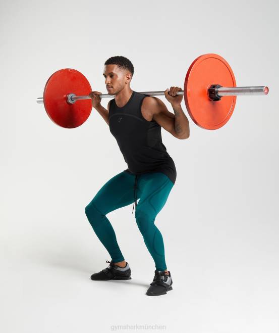 Winterblaugrün/Schwarz Kleidung Gymshark Männer 315 nahtlose Strumpfhose 04P81040