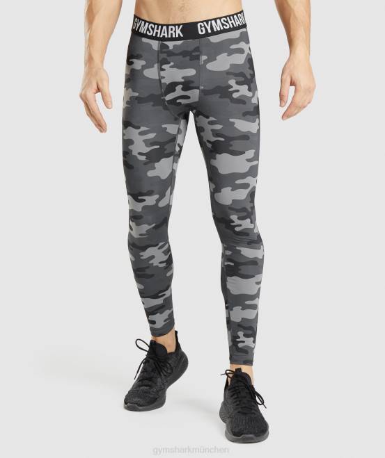 grauer Druck Kleidung Gymshark Männer Element Baselayer-Leggings 04P81036