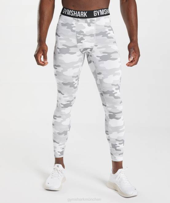 hellgrauer Druck Kleidung Gymshark Männer Element-Baselayer-Leggings 04P81039