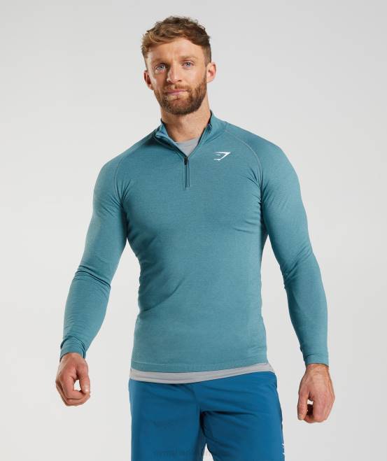 Donnerblau/Eisbergblau Kleidung Gymshark Männer lebenswichtiger 1/4-Reißverschluss 04P8857