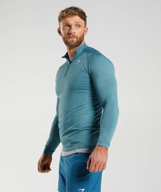 Donnerblau/Eisbergblau Kleidung Gymshark Männer lebenswichtiger 1/4-Reißverschluss 04P8857