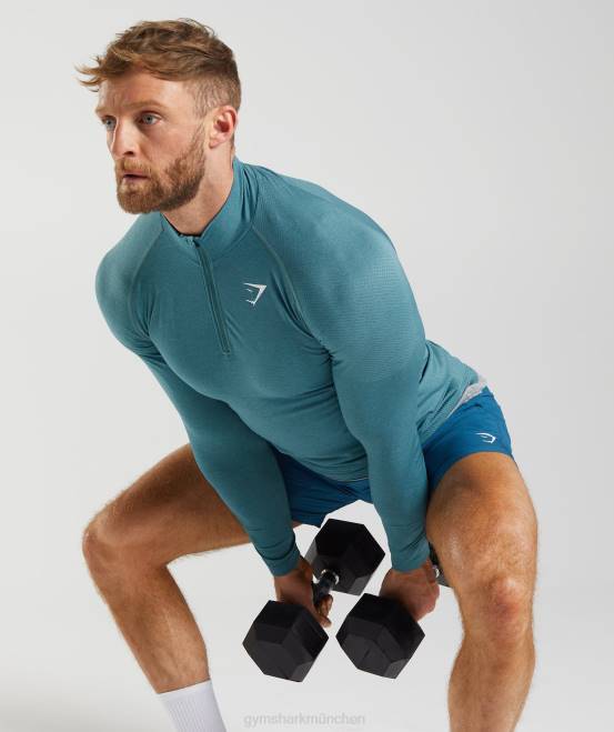 Donnerblau/Eisbergblau Kleidung Gymshark Männer lebenswichtiger 1/4-Reißverschluss 04P8857