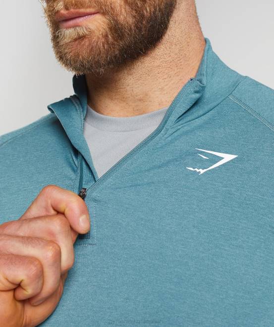 Donnerblau/Eisbergblau Kleidung Gymshark Männer lebenswichtiger 1/4-Reißverschluss 04P8857
