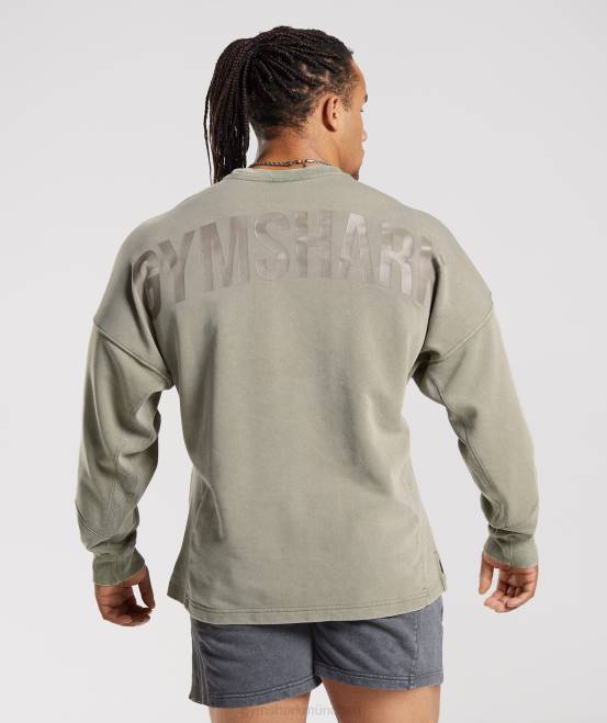 Ecrubraun Kleidung Gymshark Männer Powerwashed-Crew 04P8860
