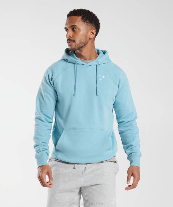 Eisbergblau (ausverkauft) Kleidung Gymshark Männer Kapuzenpullover mit Wappen 04P8879