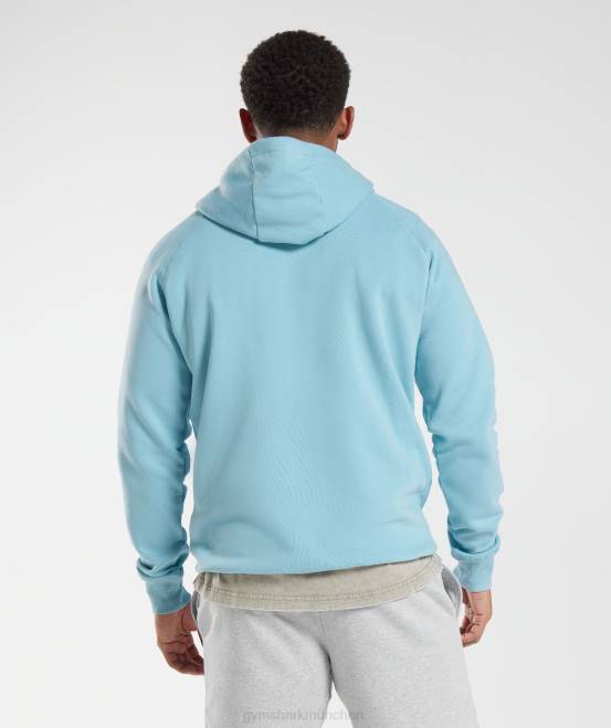 Eisbergblau (ausverkauft) Kleidung Gymshark Männer Kapuzenpullover mit Wappen 04P8879