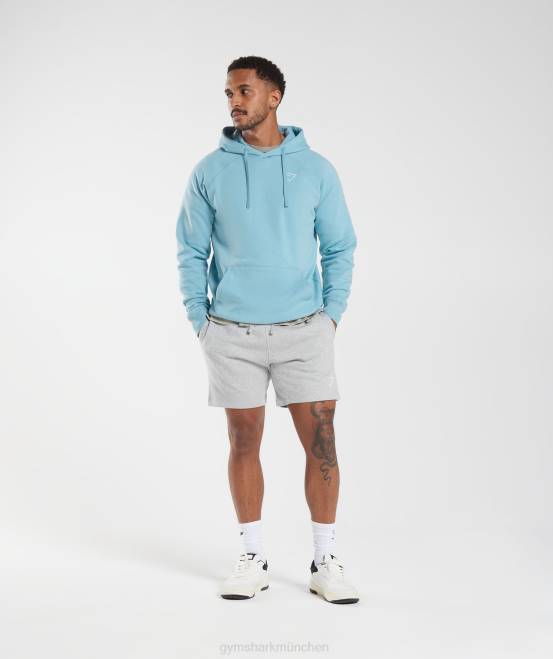 Eisbergblau (ausverkauft) Kleidung Gymshark Männer Kapuzenpullover mit Wappen 04P8879