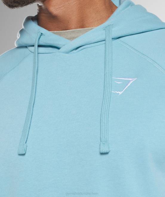 Eisbergblau (ausverkauft) Kleidung Gymshark Männer Kapuzenpullover mit Wappen 04P8879
