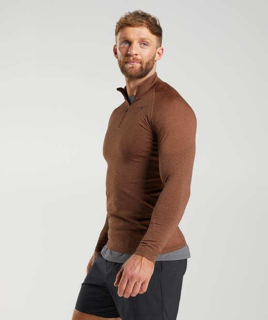 Kakirot/Trüffelbraun Kleidung Gymshark Männer lebenswichtiger 1/4-Reißverschluss 04P8826