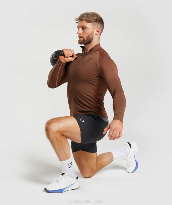Kakirot/Trüffelbraun Kleidung Gymshark Männer lebenswichtiger 1/4-Reißverschluss 04P8826