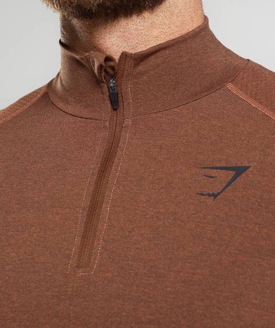Kakirot/Trüffelbraun Kleidung Gymshark Männer lebenswichtiger 1/4-Reißverschluss 04P8826