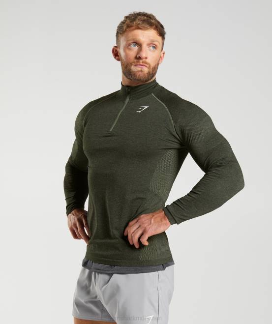 Kern oliv/schwarz Kleidung Gymshark Männer lebenswichtiger 1/4-Reißverschluss 04P8811
