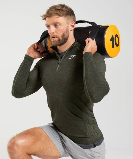 Kern oliv/schwarz Kleidung Gymshark Männer lebenswichtiger 1/4-Reißverschluss 04P8811