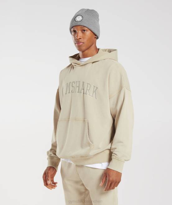 Kieselgrau/Acid-Waschung Kleidung Gymshark Männer College-Hoodie 04P8805