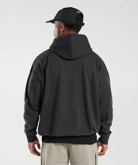 Onyxgrau Kleidung Gymshark Männer Kapuzenpullover mit Essentials für den Ruhetag 04P8801