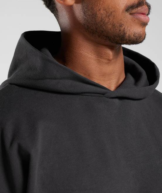 Onyxgrau Kleidung Gymshark Männer Kapuzenpullover mit Essentials für den Ruhetag 04P8801