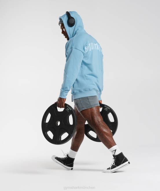 Ozonblau Kleidung Gymshark Männer Power-Kapuzenpullover mit Reißverschluss 04P8856