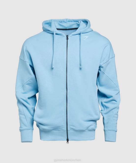Ozonblau Kleidung Gymshark Männer Power-Kapuzenpullover mit Reißverschluss 04P8856