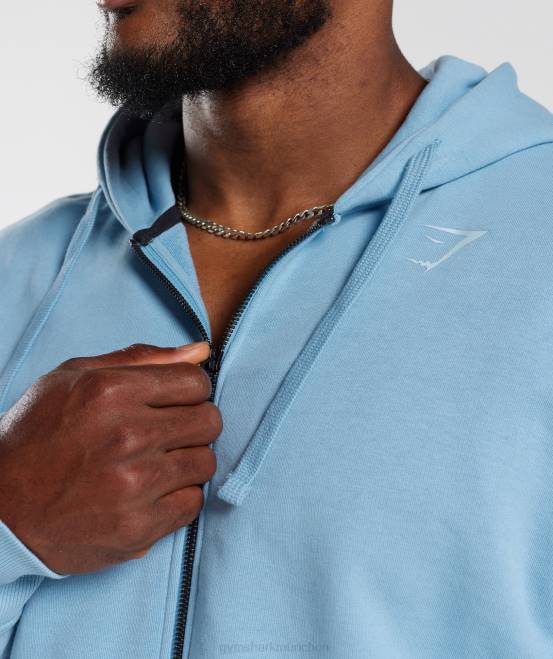 Ozonblau Kleidung Gymshark Männer Power-Kapuzenpullover mit Reißverschluss 04P8856