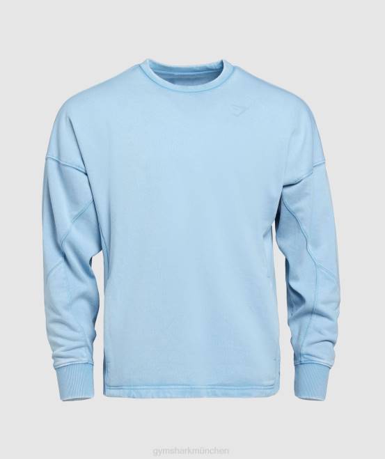Ozonblau Kleidung Gymshark Männer Powerwashed-Crew 04P8849