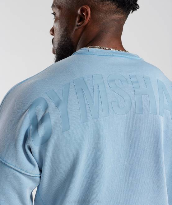 Ozonblau Kleidung Gymshark Männer Powerwashed-Crew 04P8849