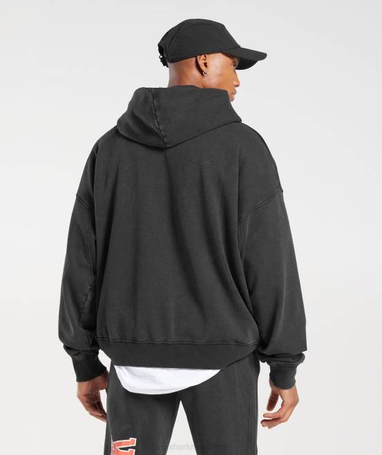 Schwarz/Acid Wash (ausverkauft) Kleidung Gymshark Männer College-Hoodie 04P8877