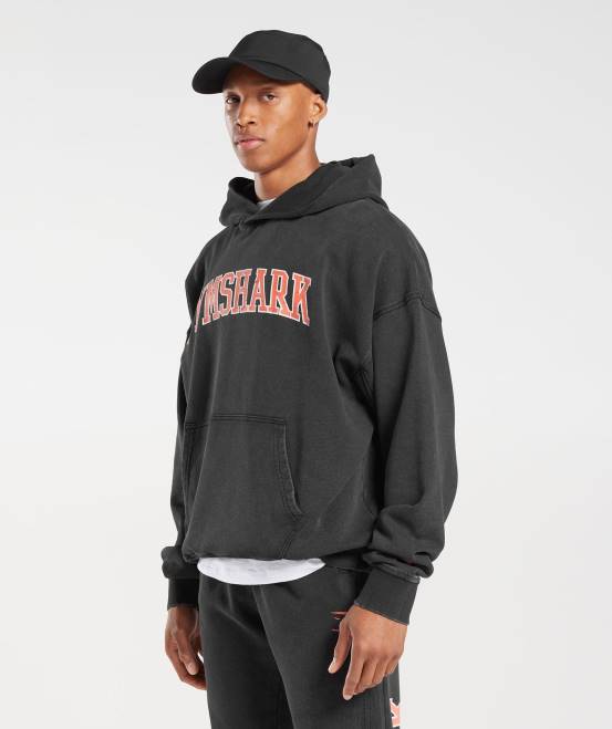 Schwarz/Acid Wash (ausverkauft) Kleidung Gymshark Männer College-Hoodie 04P8877